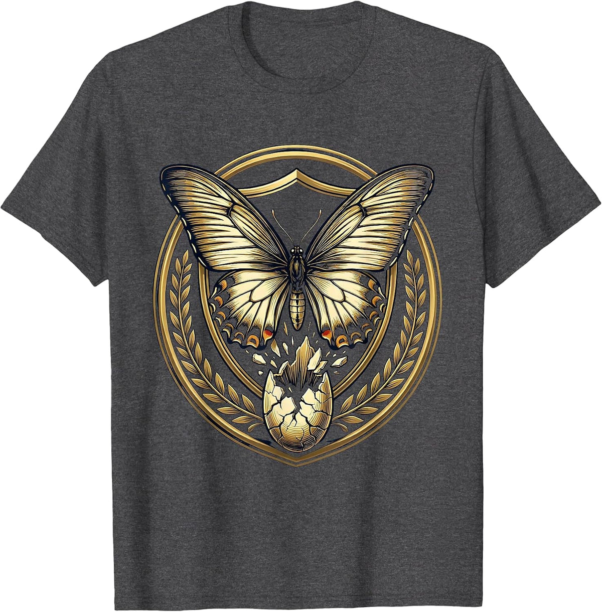 Men's Social Worker Butterfly Emerging Cocoon Graphic T-Shirt - Dark Heather Grey