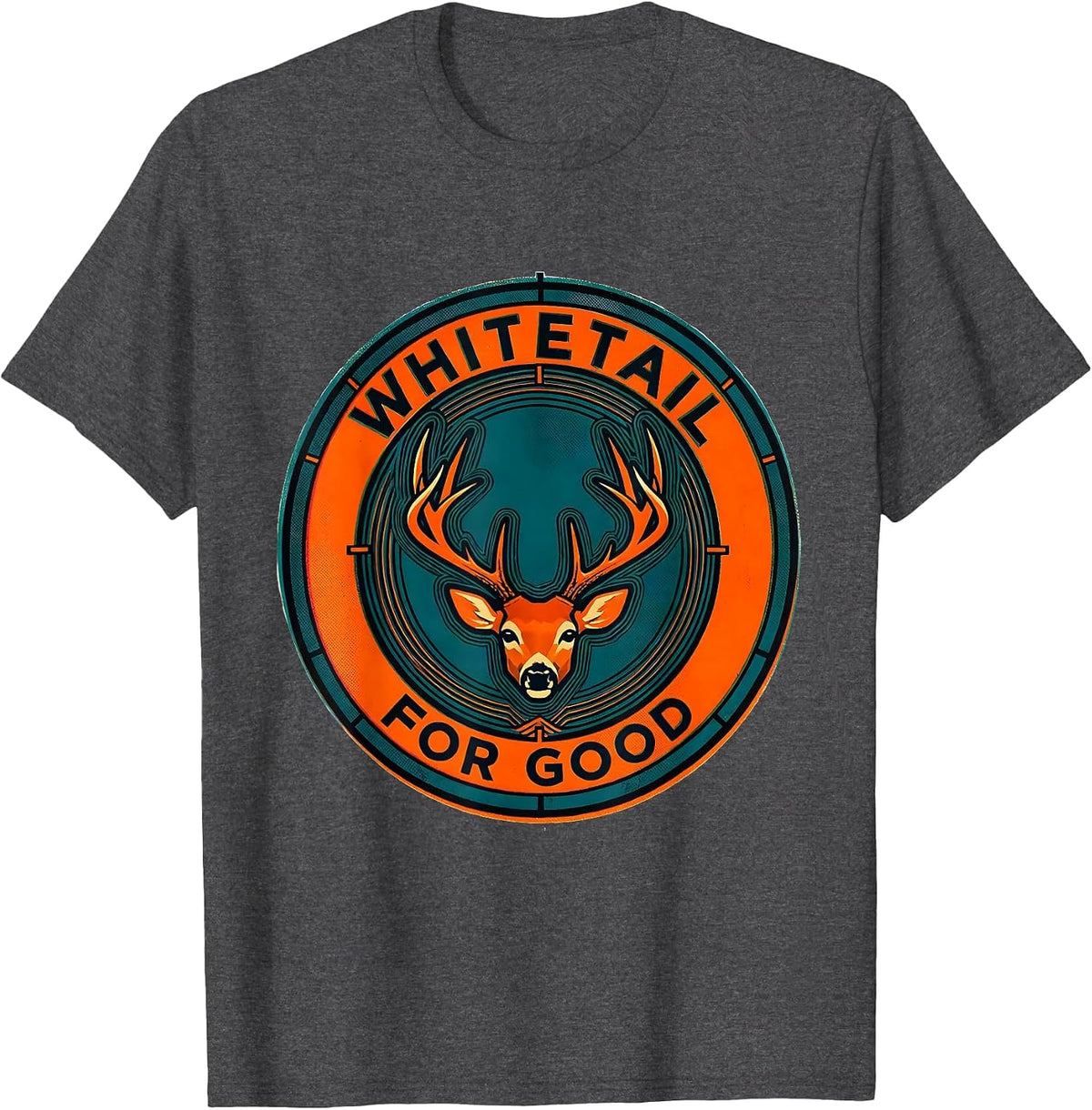 Whitetail For Good Risograph Deer Hunting Camo Dad Humor T-Shirt - Dark Heather Grey