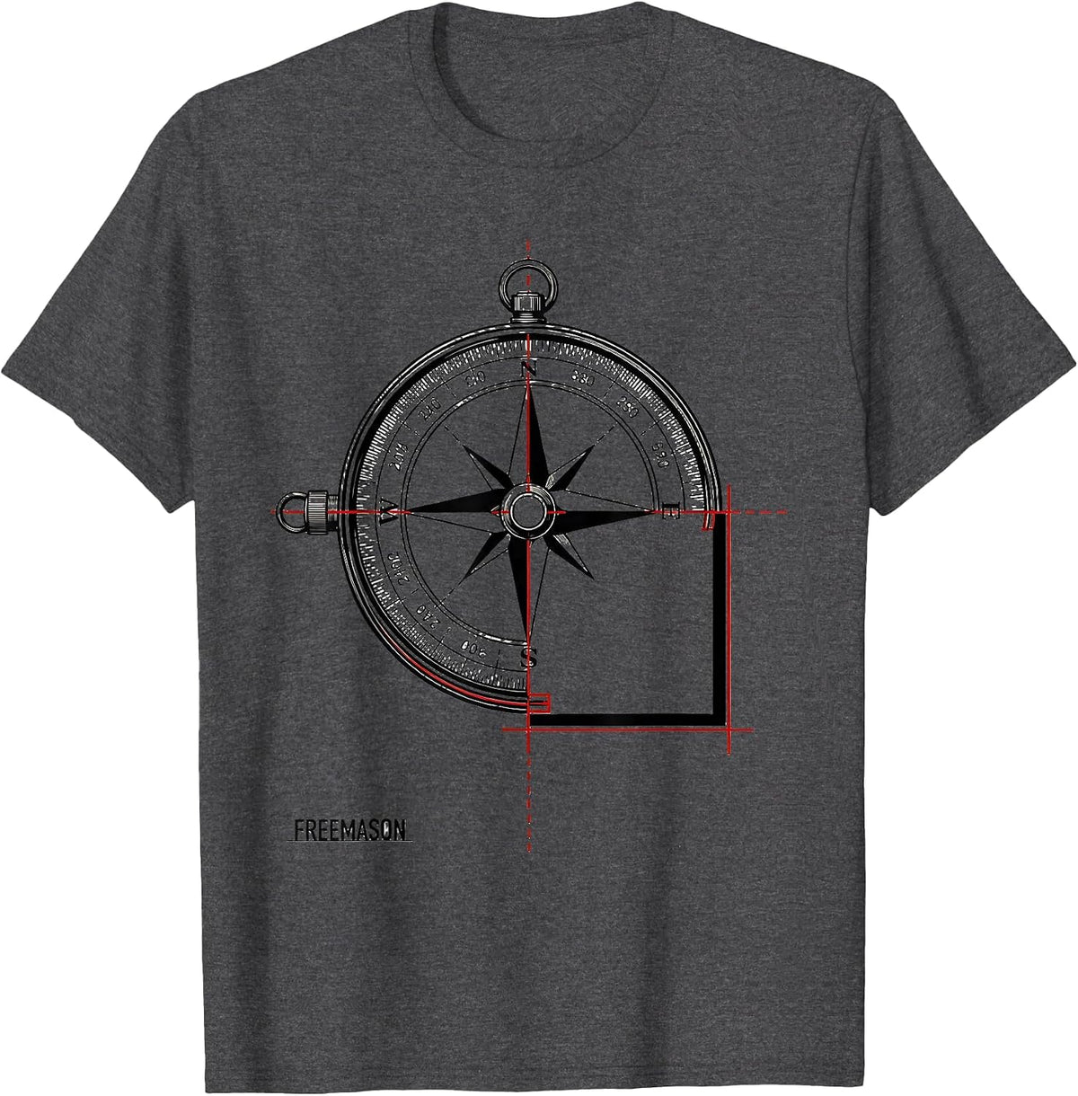 Men's Freemason Swiss International Fraternal Pride Masonic Symbol T-Shirt - Dark Heather Grey