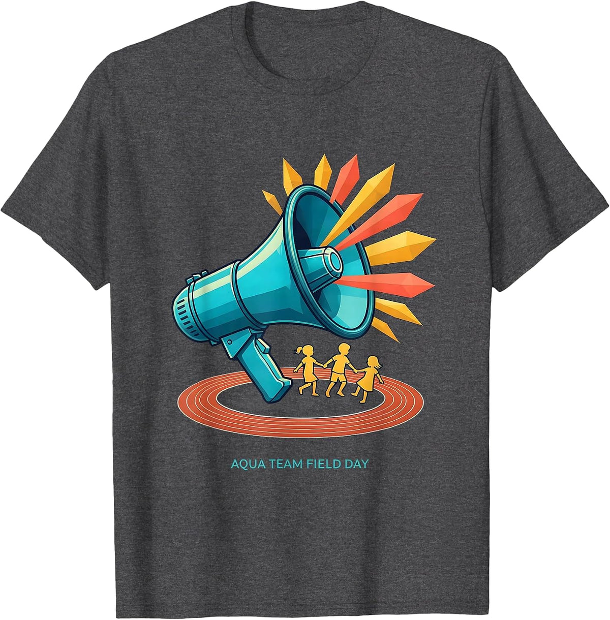 Aqua Team Field Day Flat Vector School Field Day Kids T-Shirt - Dark Heather Grey
