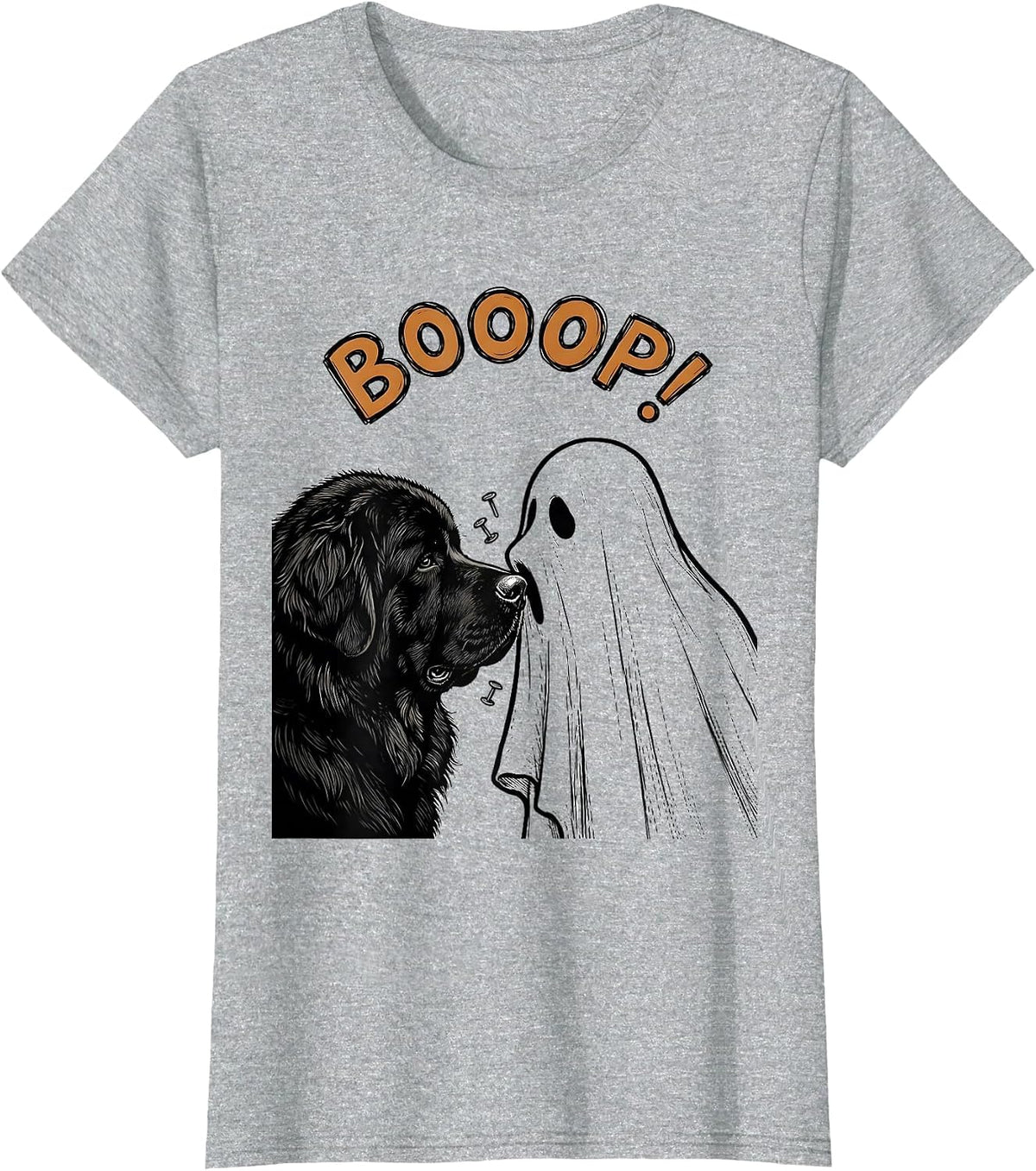 Booop! Funny Ghost Dog Mom Halloween Newfoundland Dog Lover T-Shirt - Heather Grey