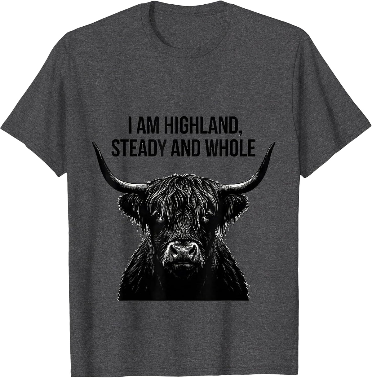 I Am Highland Steady And Whole Funny Highland Cow Faith T-Shirt - Dark Heather Grey