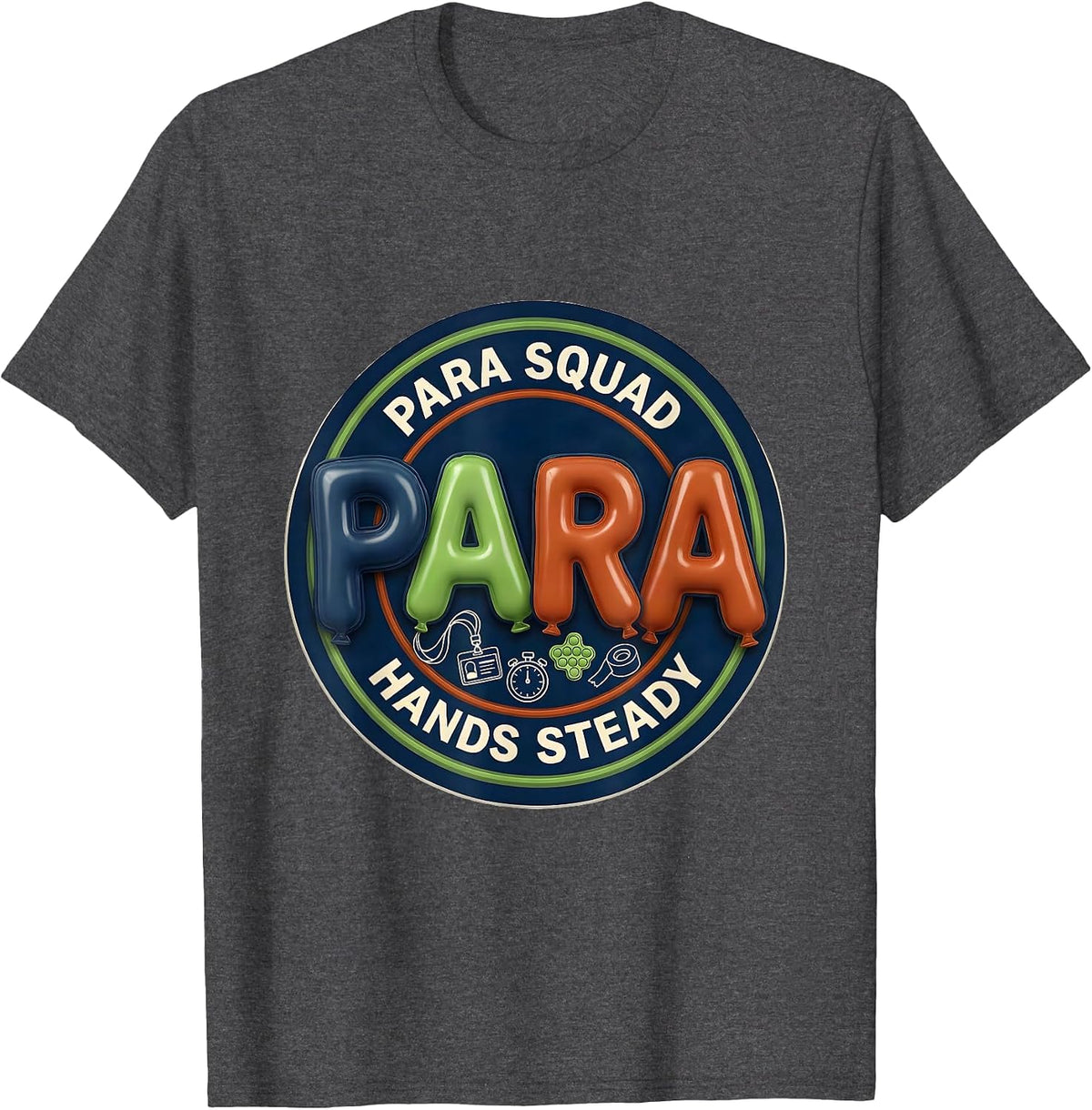 Men's Para Squad Hands Steady Paraprofessional Back To School T-Shirt - Dark Heather Grey