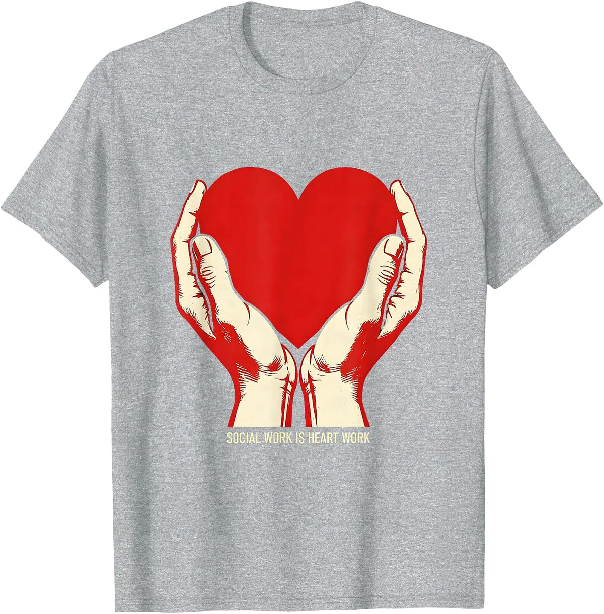 Men's Social Work Is Heart Work Social Worker Design T-Shirt - Heather Grey