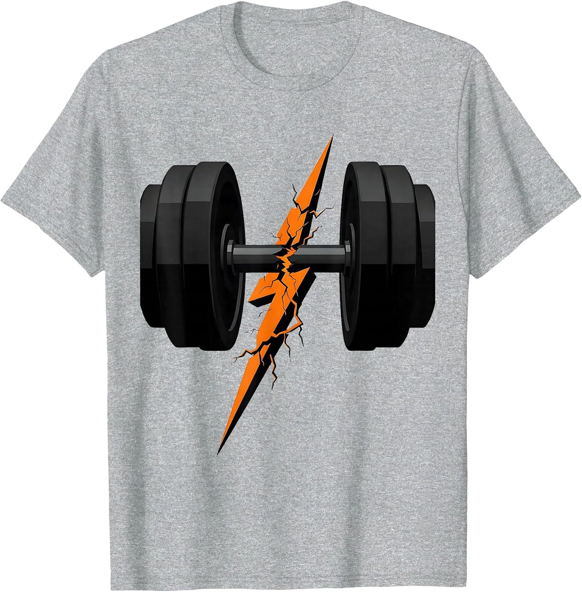 Men's Lightning Bolt Dumbbell Athleisure Graphic T-Shirt - Heather Grey