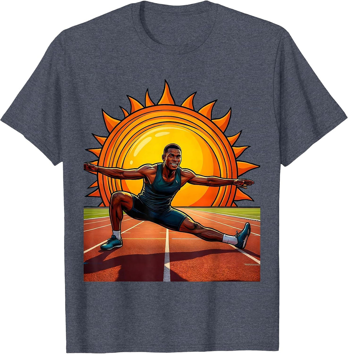 Men's Physical Therapy Athlete Sunrise Stretch Graphic T-Shirt - Heather Blue