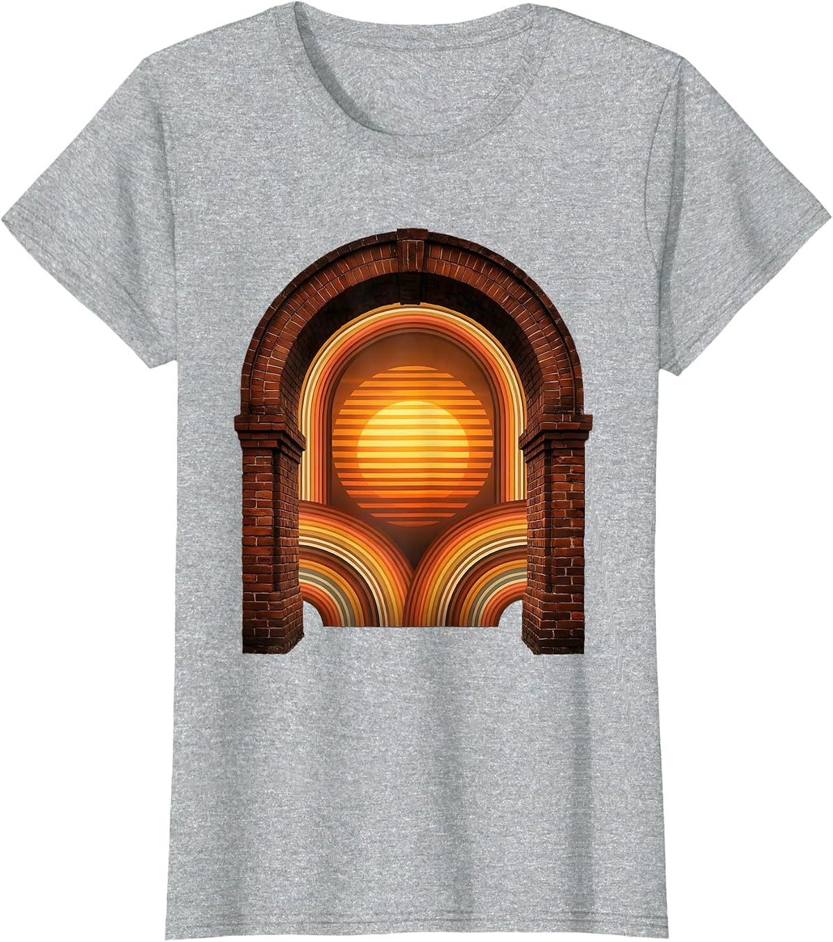 Brick Archway Sunset Graphic - Mason 67 T-Shirt - Heather Grey