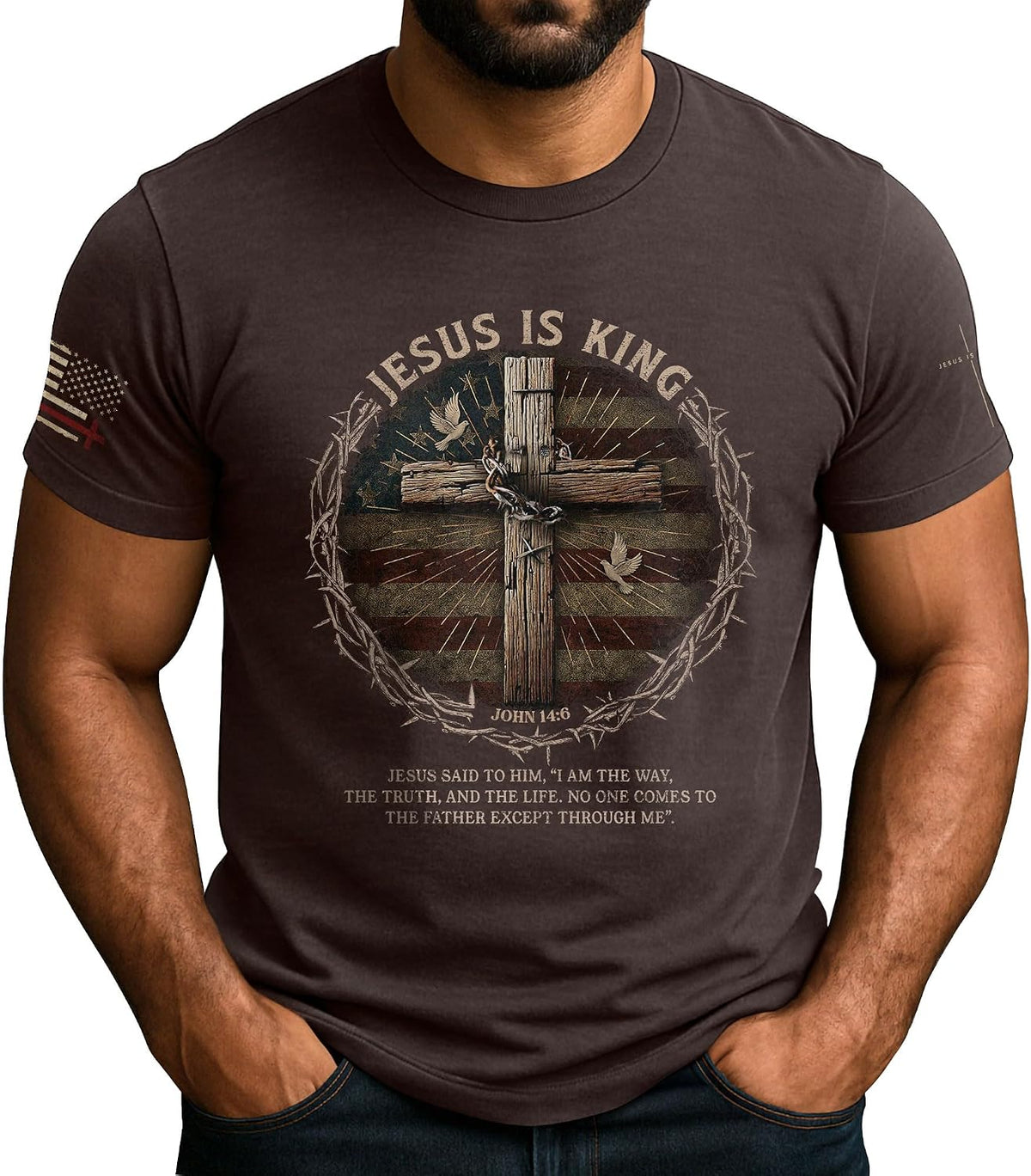 Iron Sharpens Iron T-Shirt Men, Christian Shirts for Men - Ds03-brown