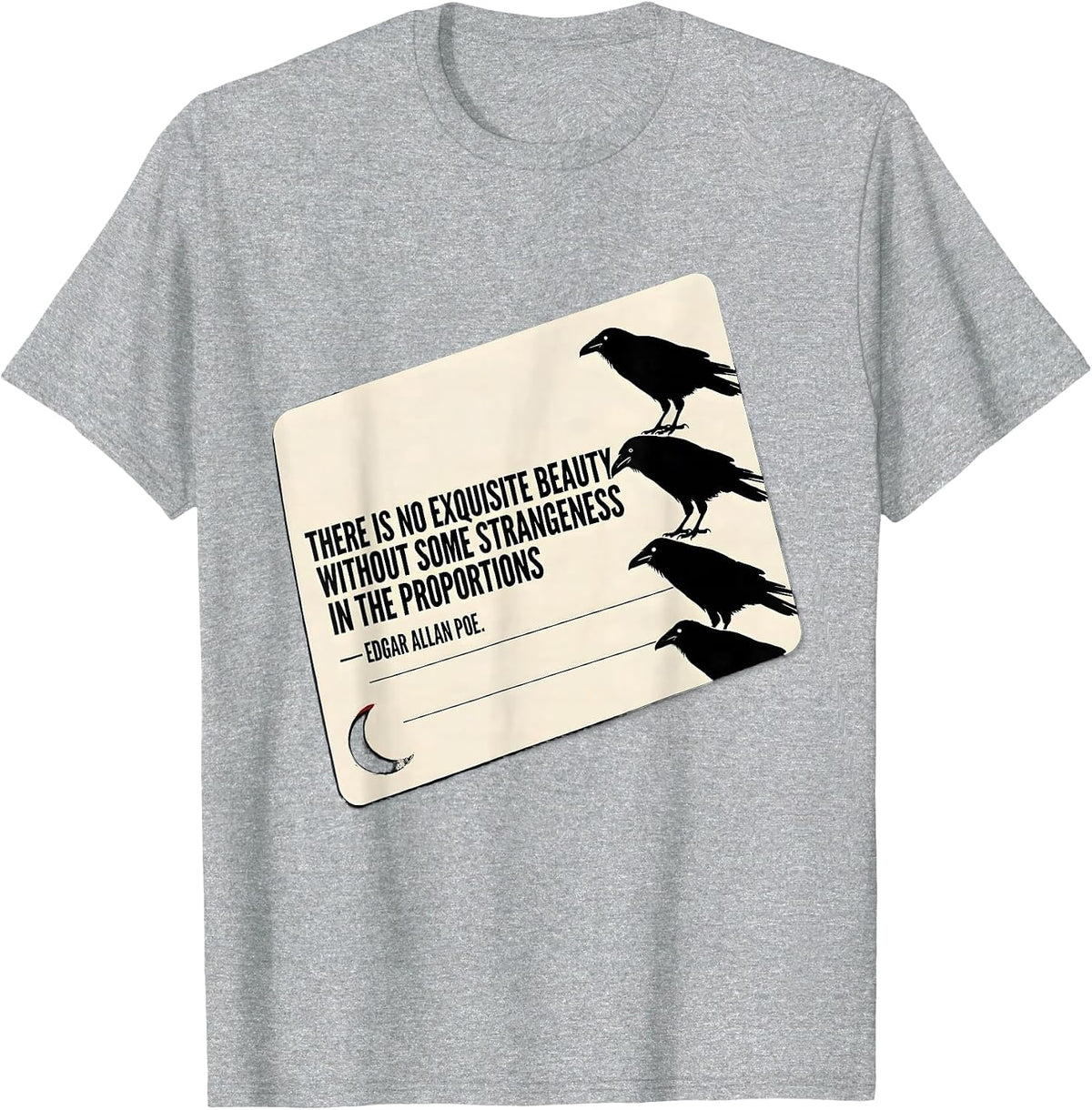 Men's There Is No Beauty Without Some Strangeness Edgar Allan Poe T-Shirt - Heather Grey