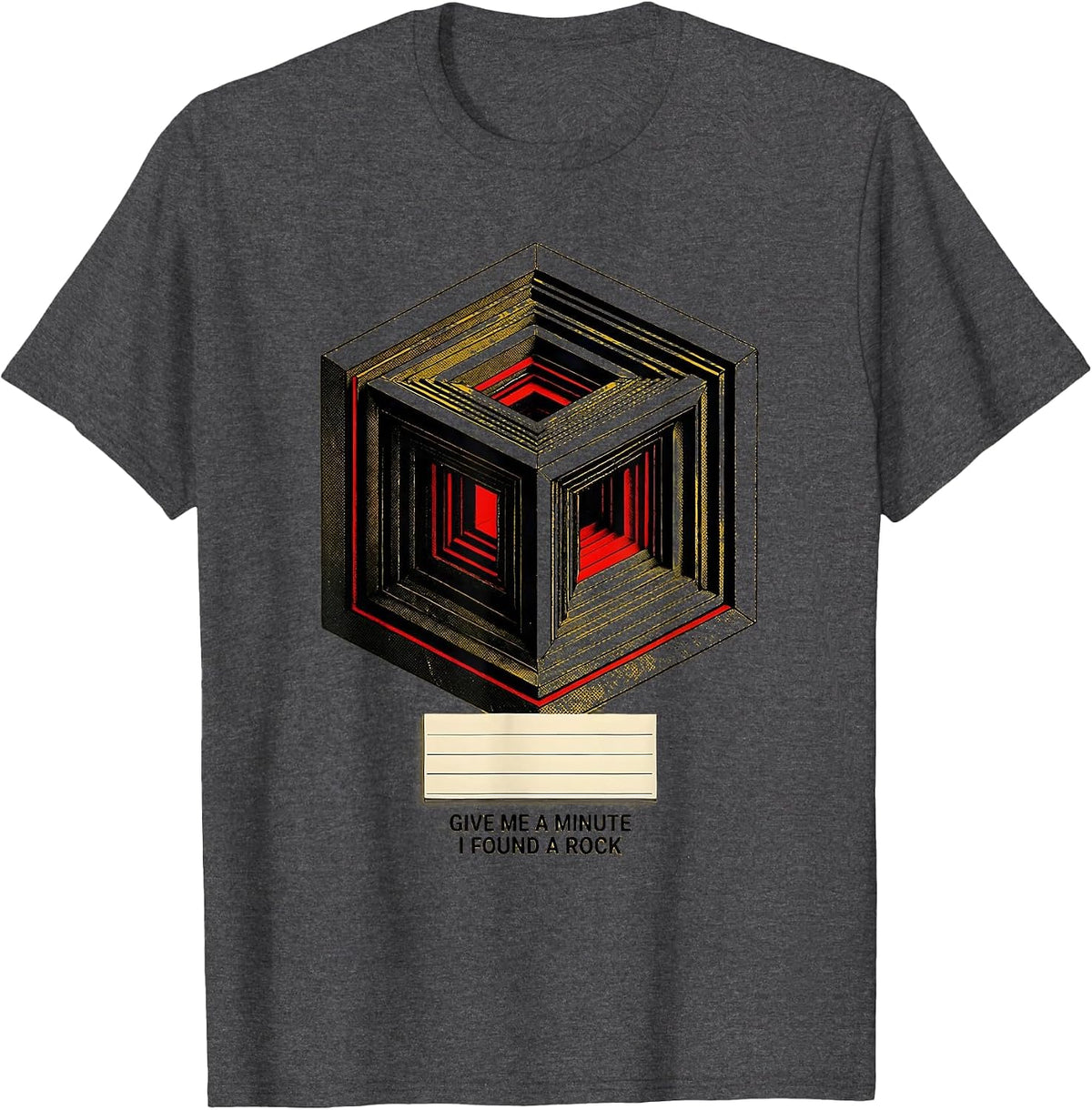 Men's Give Me A Minute I Found A Rock Funny Rock Collector Geology T-Shirt - Dark Heather Grey