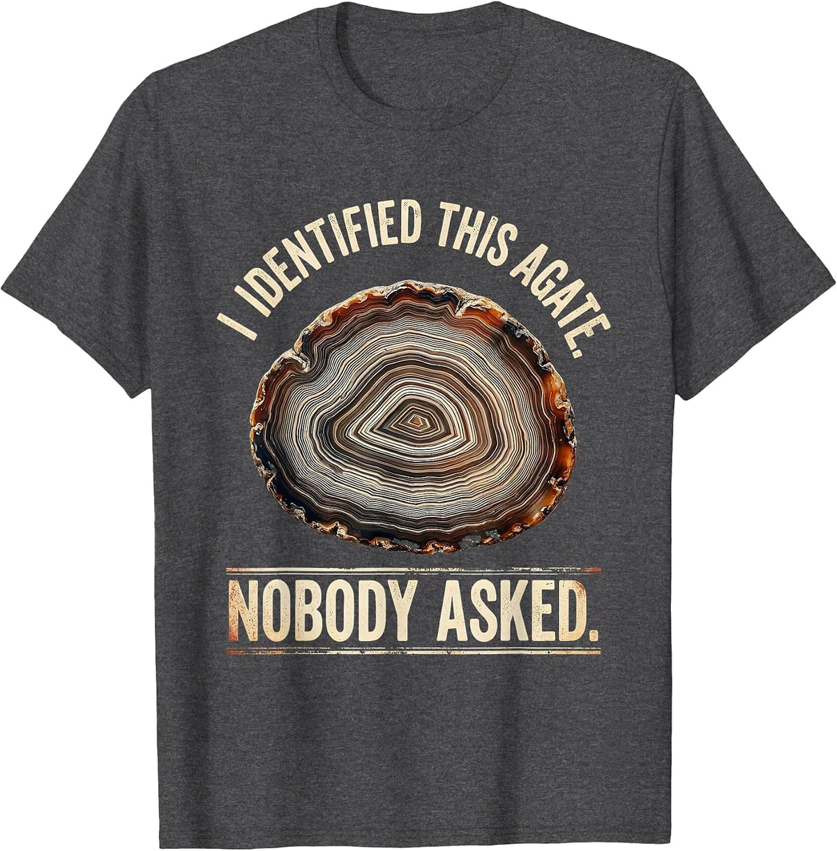 Men's I Identified This Agate Nobody Asked Distressed Rock T-Shirt - Dark Heather Grey