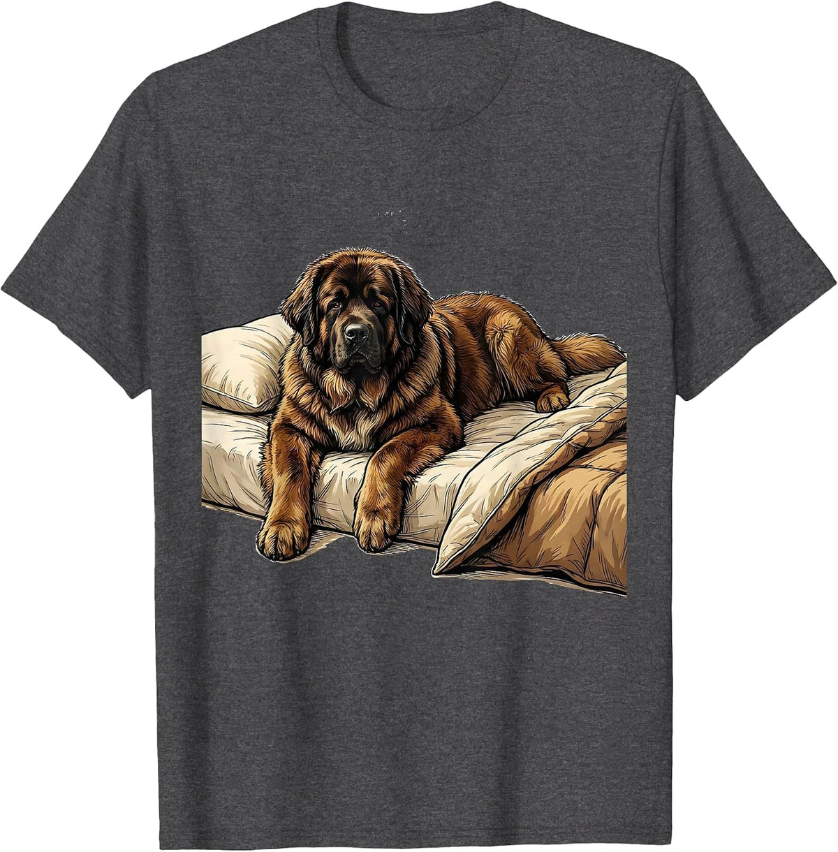 Newfoundland Dog Cozy Napping Pajama Nightshirt T-Shirt - Dark Heather Grey