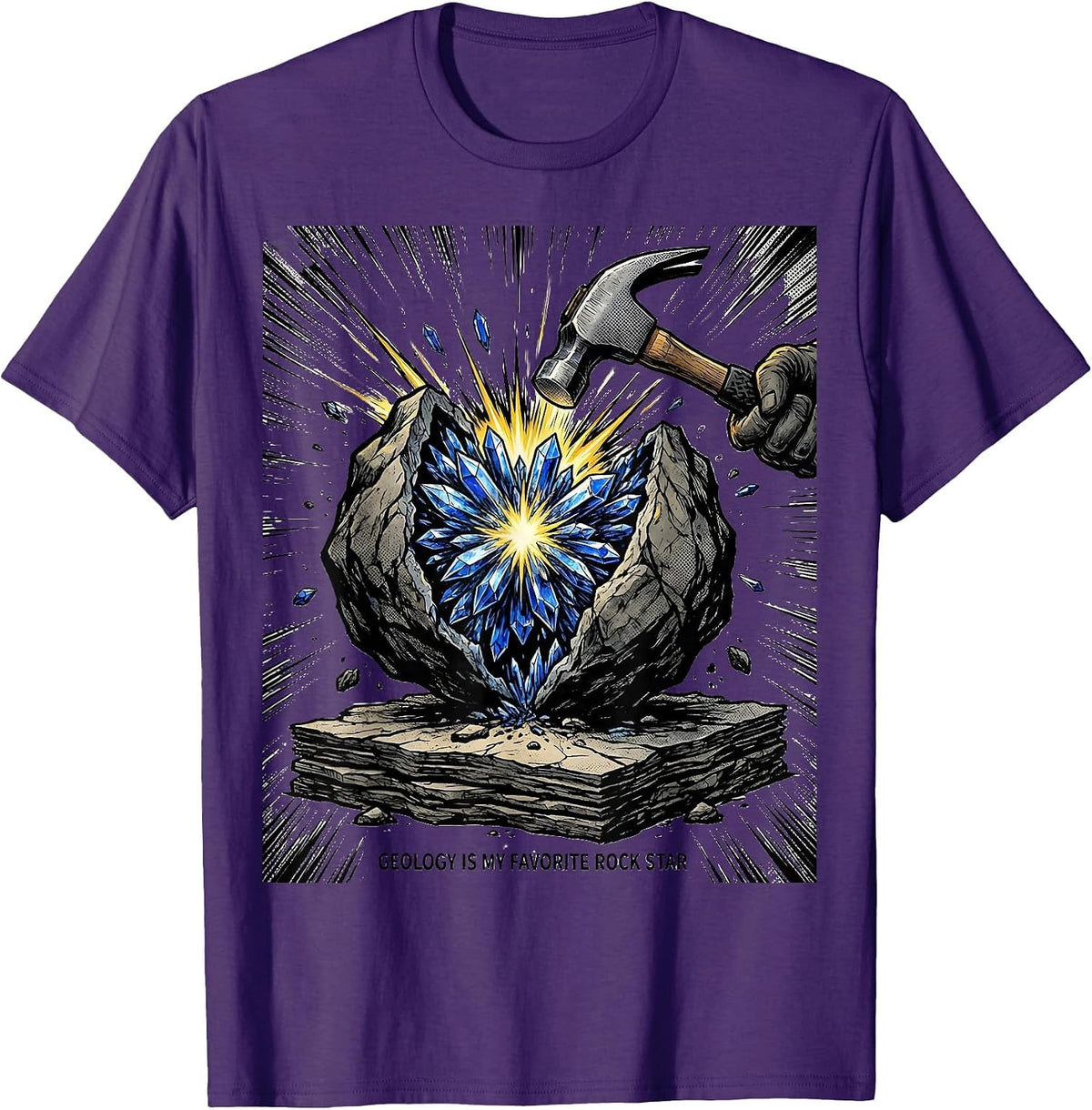 Geology Is My Favorite Rock Star Comic Book STEM Teacher T-Shirt - Purple