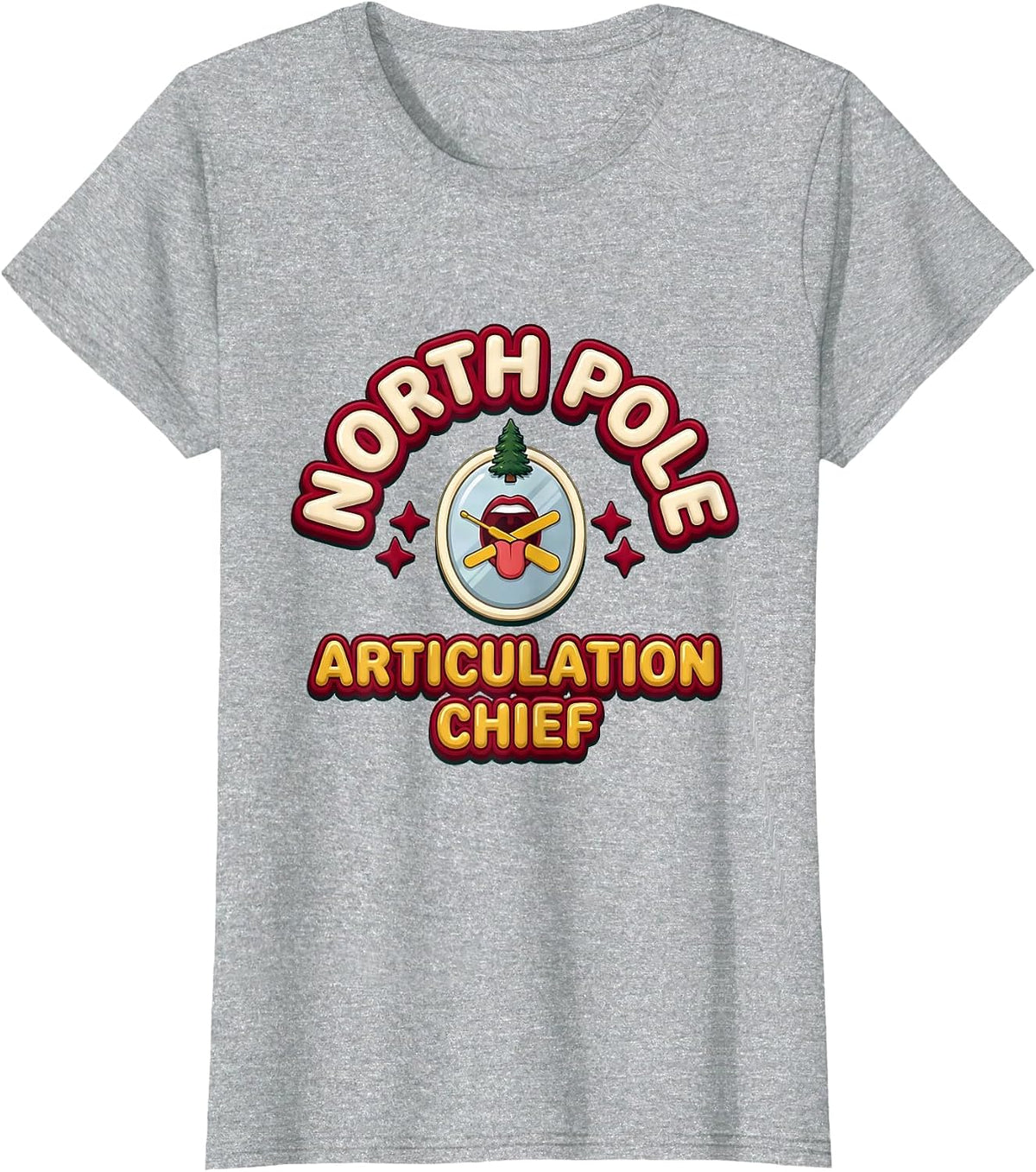 Women's North Pole Articulation Chief Bold Rounded Speech Therapist T-Shirt - Heather Grey