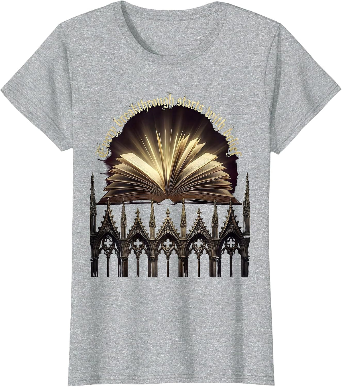 Women's Sped Teacher Every Breakthrough Starts With Belief T-Shirt - Heather Grey