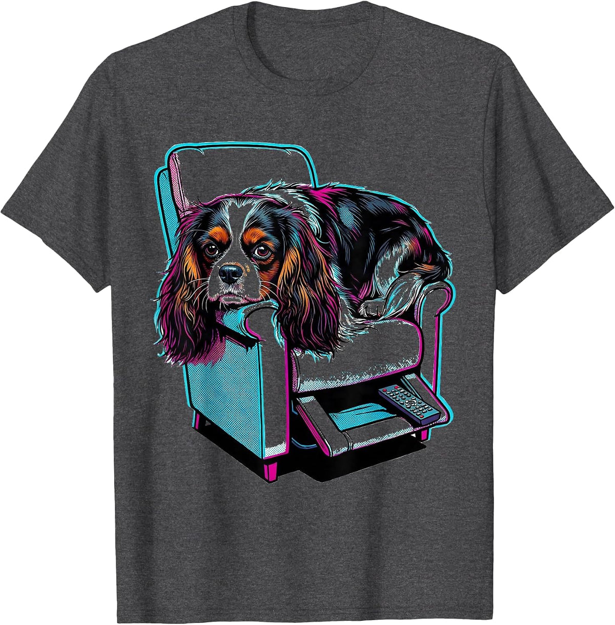 Cavalier King Charles Spaniel Pop Art Dog Lover Gift T-Shirt - Dark Heather Grey