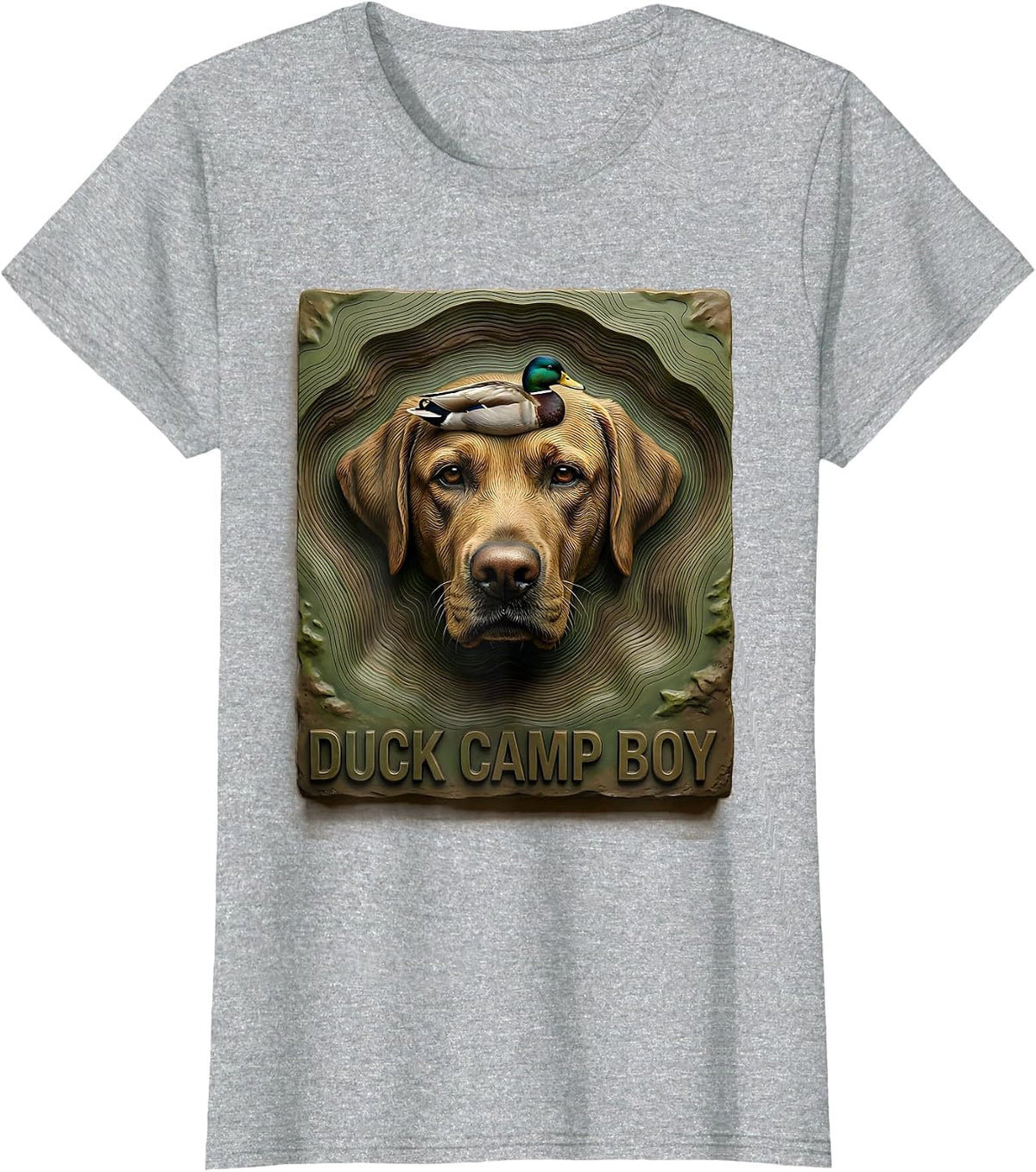 Duck Camp Boy Vintage Labrador Hunting Dog Rural Heritage T-Shirt - Heather Grey