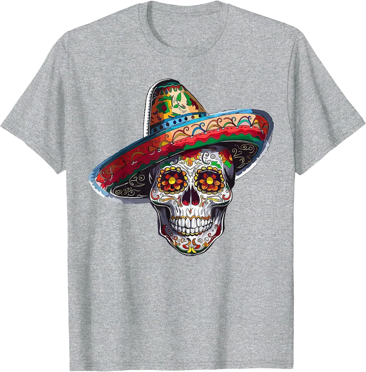Cinco De Mayo Fiesta Mexican Skull T-Shirt - Heather Grey