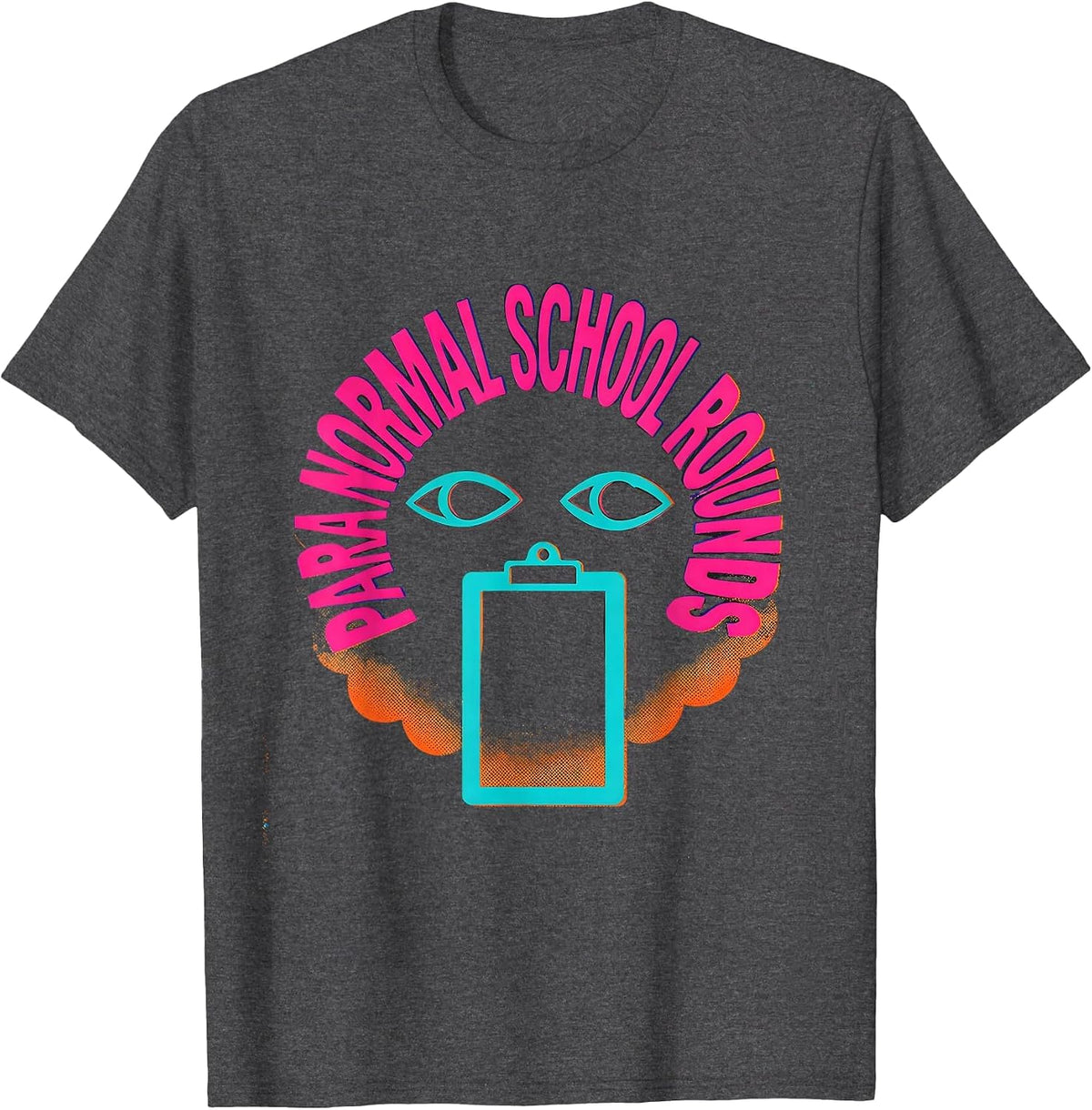 Para Normal School Rounds Risograph Ghost Paraeducator T-Shirt - Dark Heather Grey
