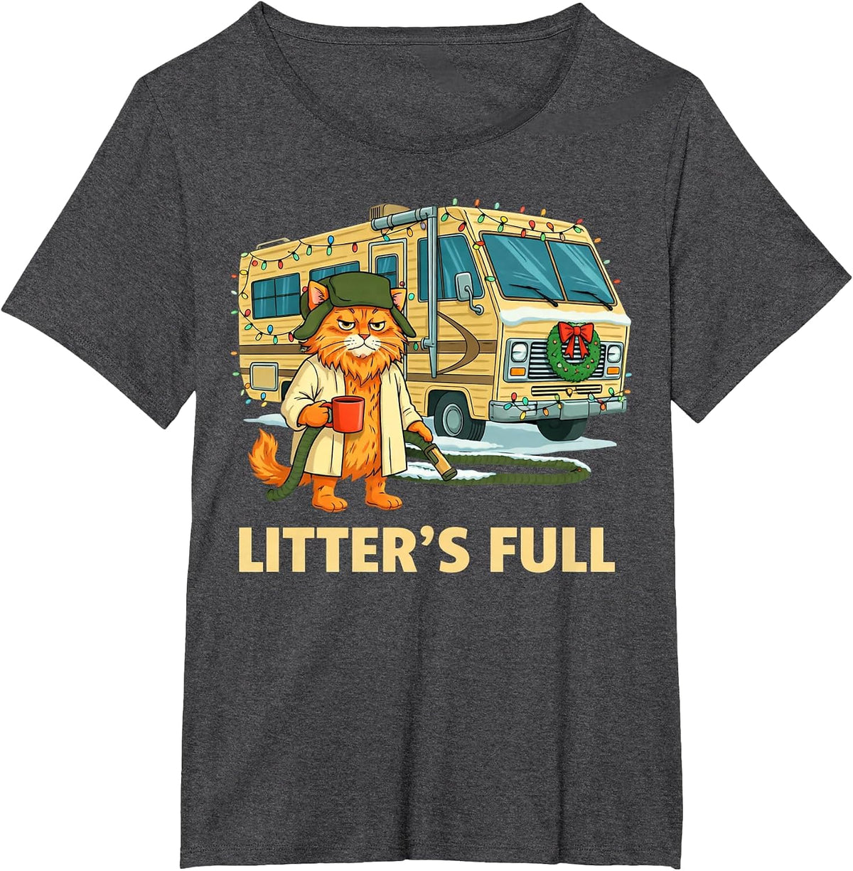 Litter’s Full Cat Parody Tee T-Shirt - Dark Heather Grey