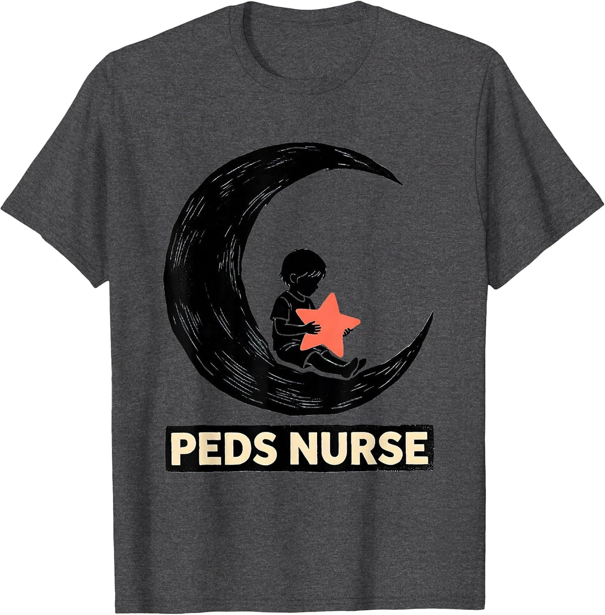 PEDS NURSE Cute Pediatric Nurse Practitioner NICU PICU Crew T-Shirt - Dark Heather Grey