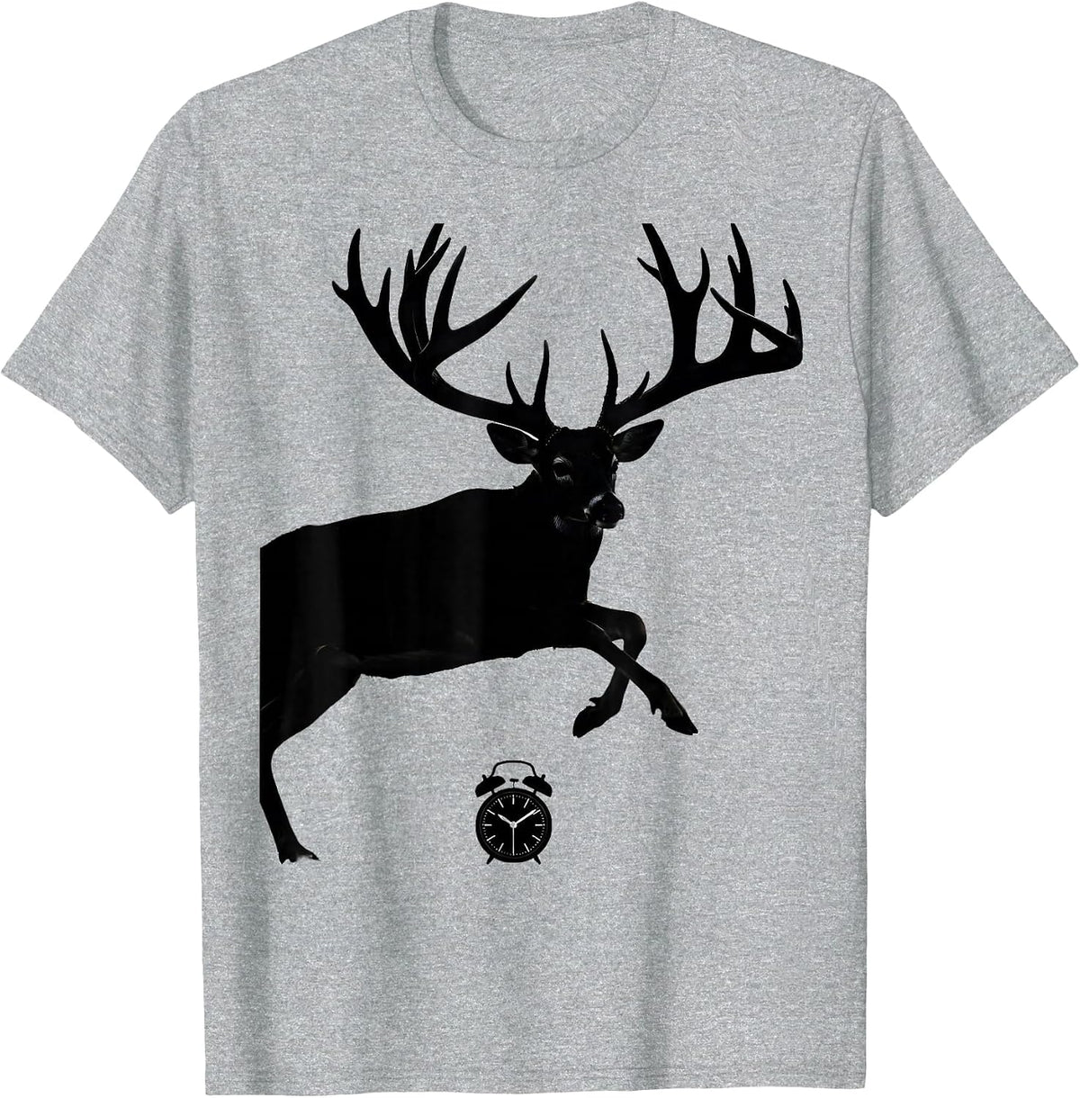 Men's Oversized Leaping Whitetail Deer Hunter Dad Humor T-Shirt - Heather Grey