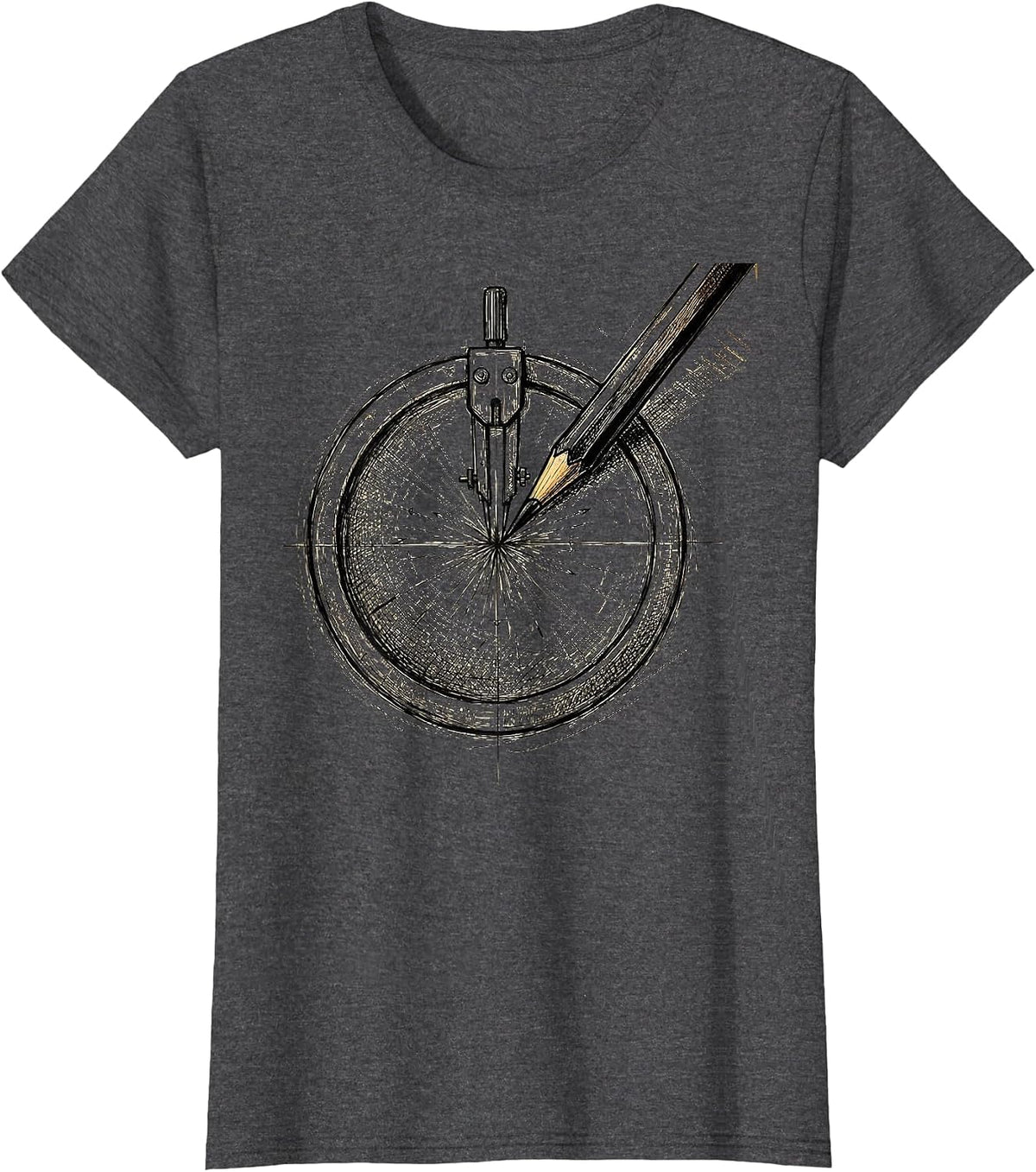 Women's Compass Drawing a Perfect Circle Graphic T-Shirt - Dark Heather Grey