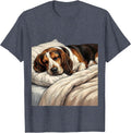 Sleeping Basset Hound Cozy Breed Humor Pajama T-Shirt - Heather Blue