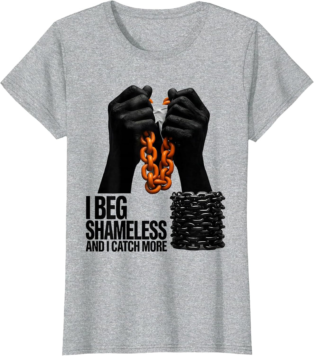 Women's I Beg Shameless And I Catch More Brutalist Mardi Gras T-Shirt - Heather Grey