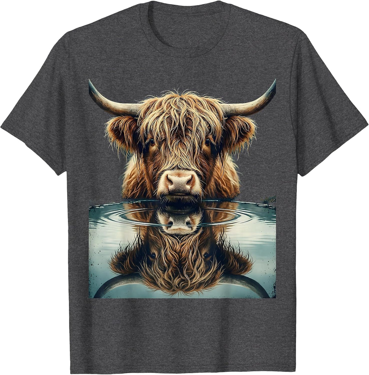 Men's Highland Cow Vintage Farm Animal Humor T-Shirt - Dark Heather Grey