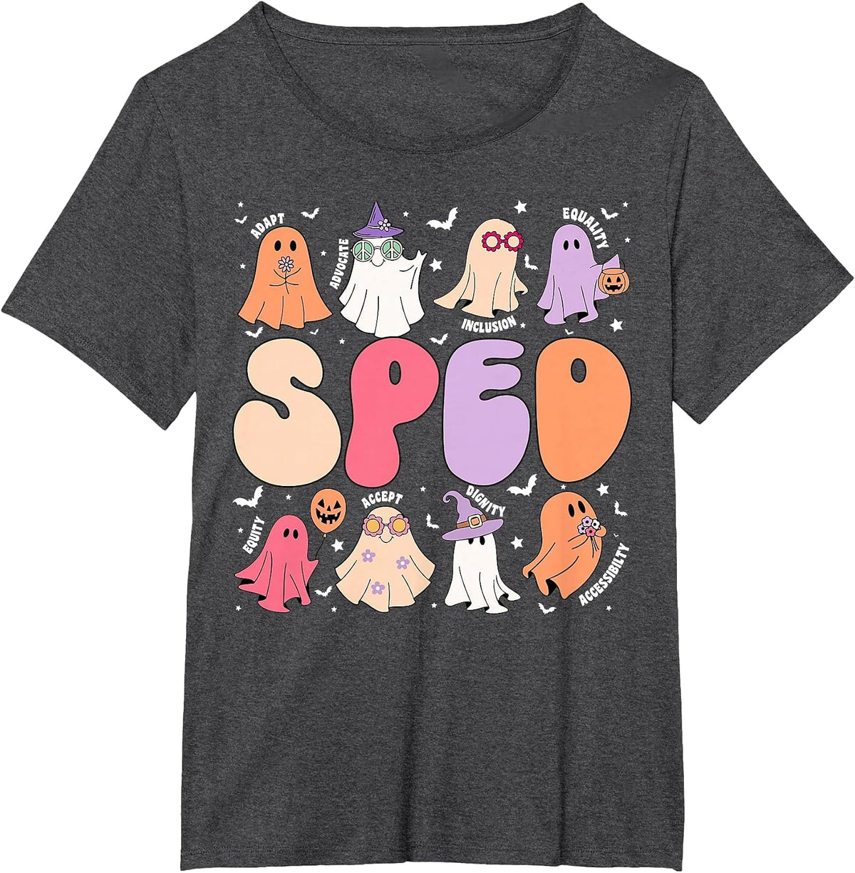 Special Education Teacher Ghosts Halloween SPED Teacher T-Shirt - Dark Heather Grey