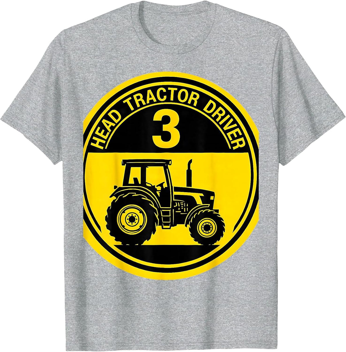 Men's Head Tractor Driver Age 3 Toddler Boy Birthday Tractor Lover T-Shirt - Heather Grey