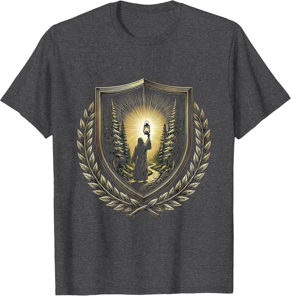 Men's Social Worker Lantern Forest Path Graphic T-Shirt - Dark Heather Grey