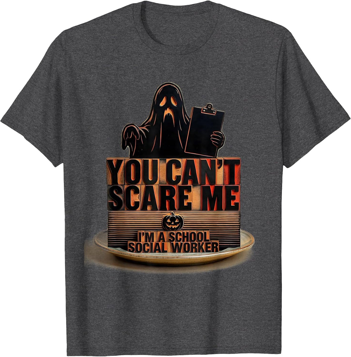 Men's You Can't Scare Me, I'm A School Social Worker Halloween T-Shirt - Dark Heather Grey