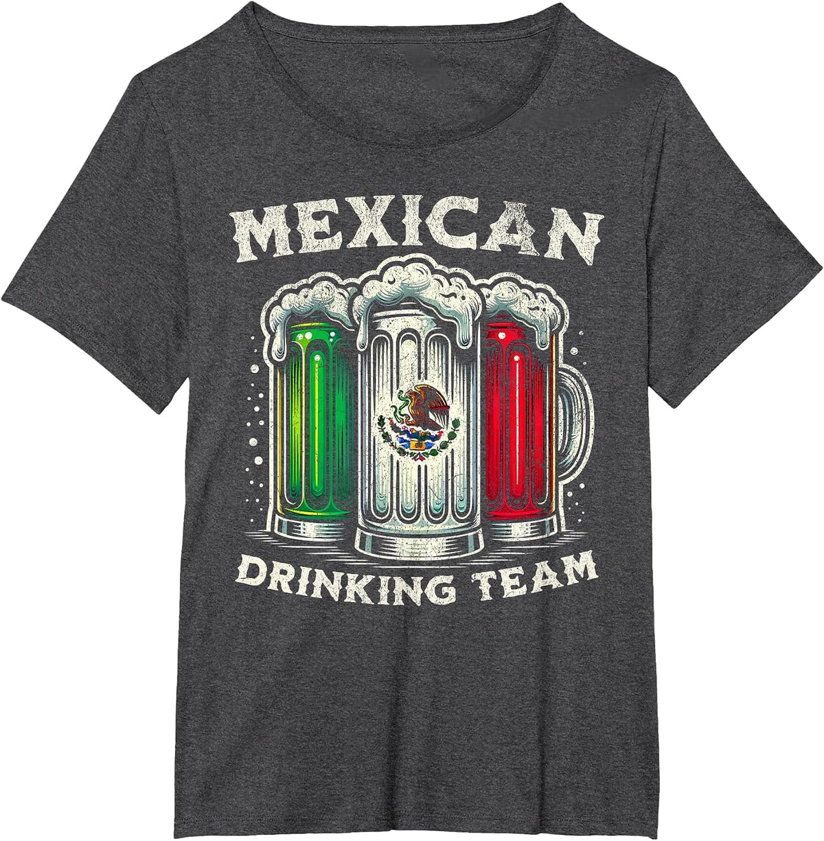 Official Mexican Flag Drinking Team - Funny Cinco de Mayo T-Shirt - Dark Heather Grey