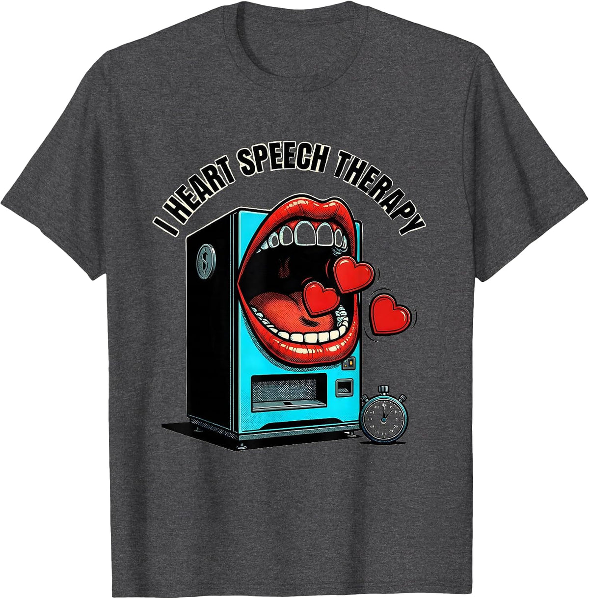 I Heart Speech Therapy Pop Art Speech Pathologist Valentine T-Shirt - Dark Heather Grey