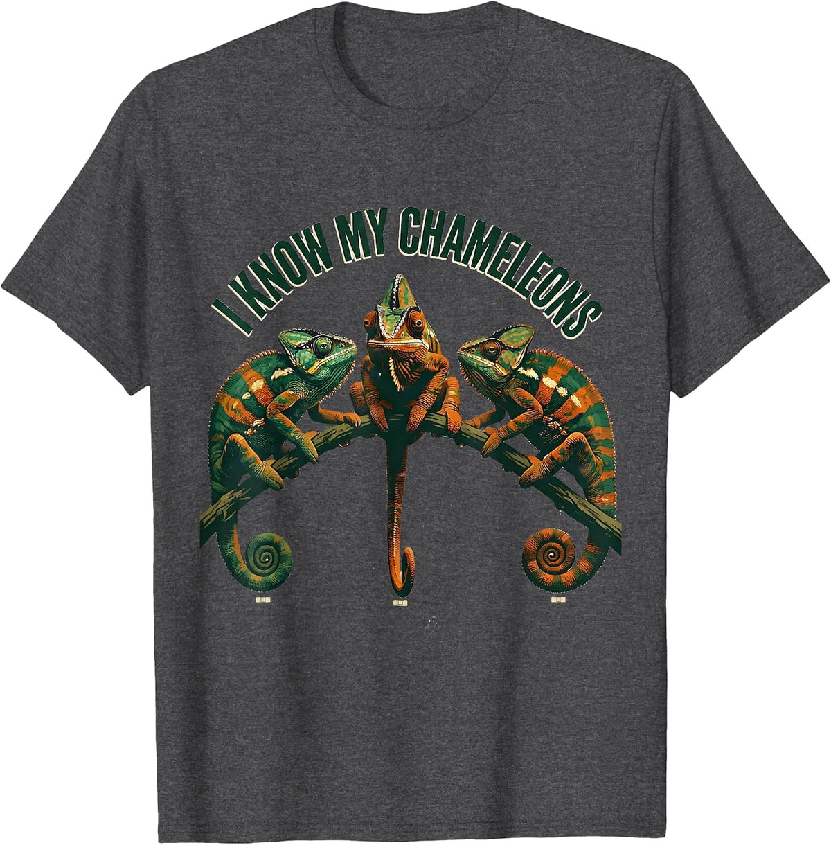 Men's I Know My Chameleons Funny Reptile Pet Lover Humor T-Shirt - Dark Heather Grey