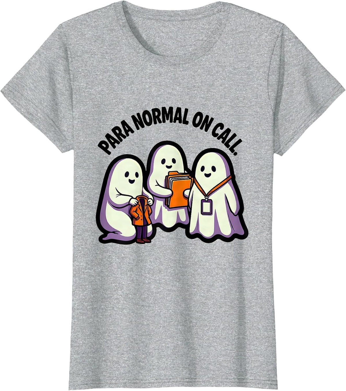 Para Normal On Call Cartoon Ghost Paraeducator Halloween T-Shirt - Heather Grey