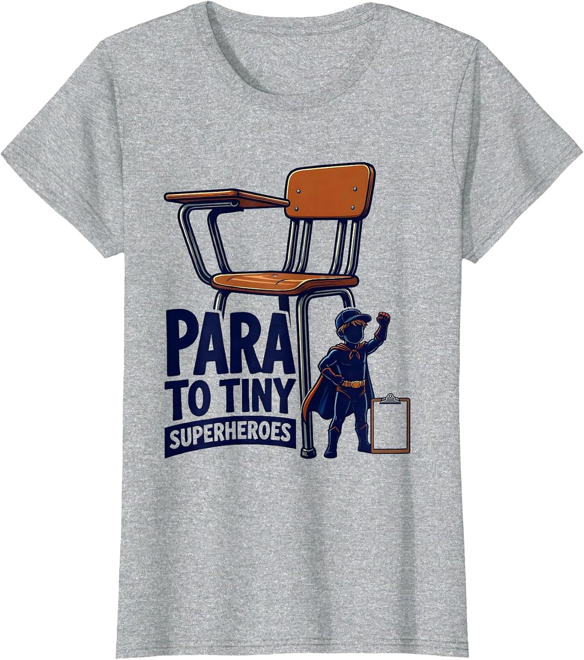 Women's Para To Tiny Superheroes Funny Teacher Superhero Identity T-Shirt - Heather Grey