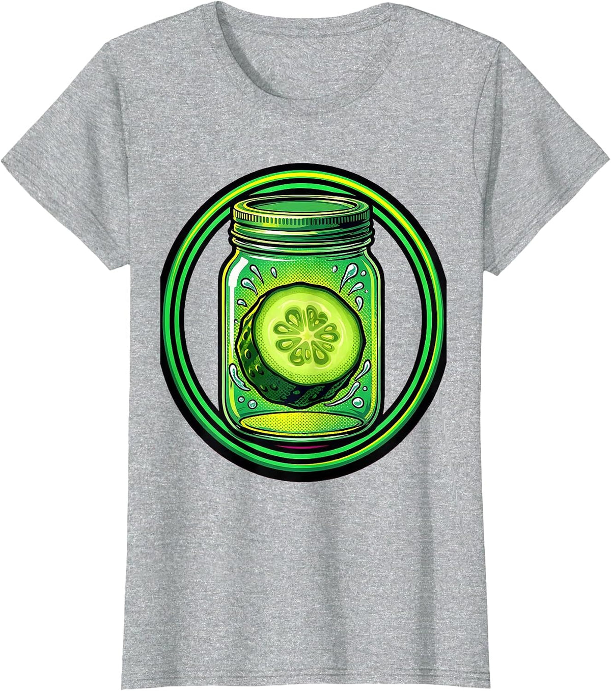 Pickle Slice in Mason Jar Graphic T-Shirt - Heather Grey