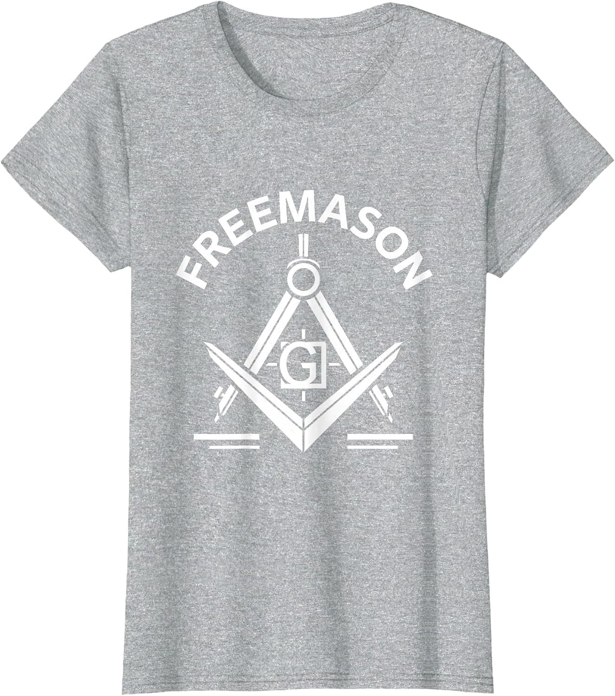 Women's Freemason Monochromatic Square And Compasses Emblem T-Shirt - Heather Grey