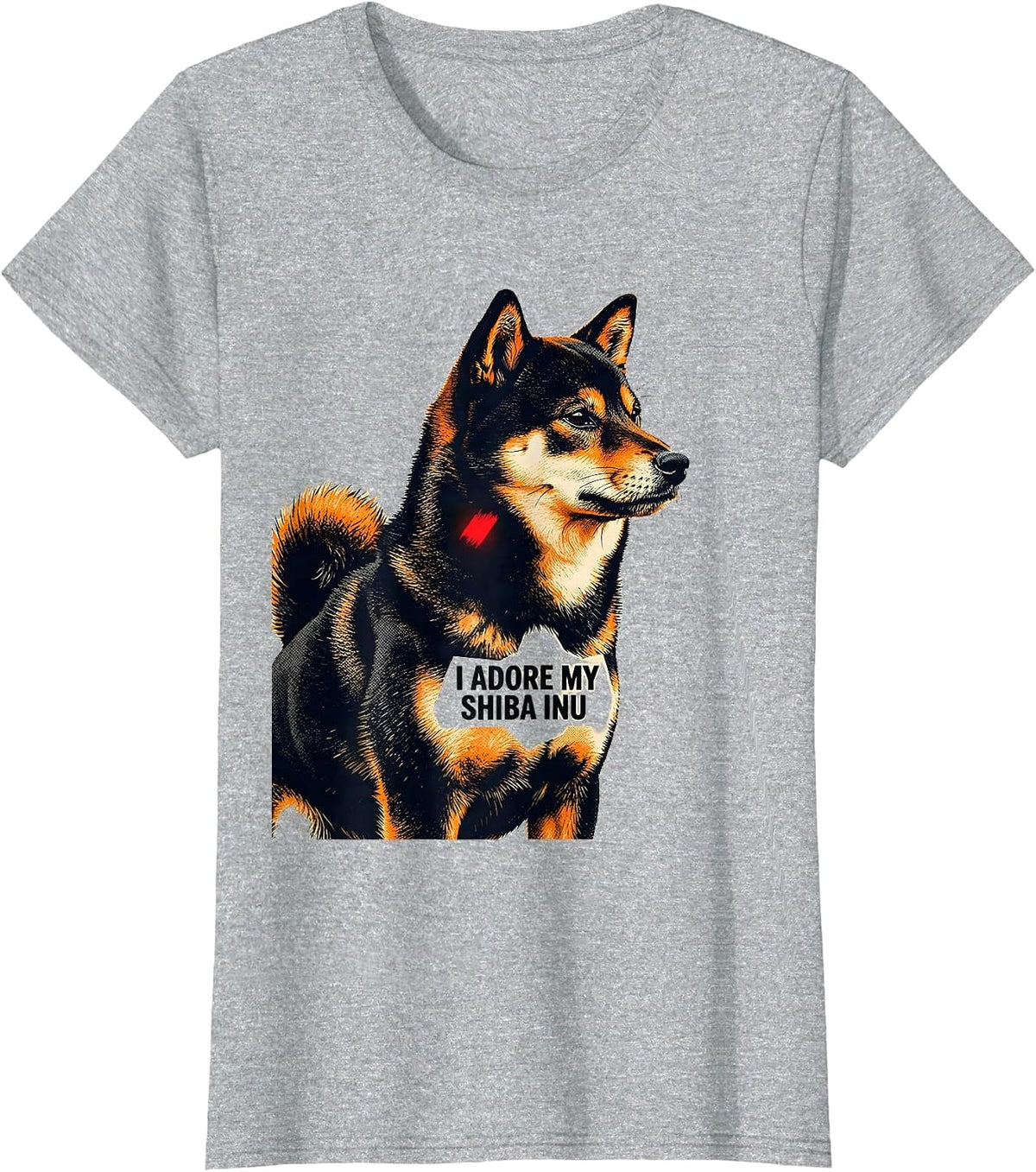 I Adore My Shiba Inu Risograph Cute Kawaii Dog Lover Gift T-Shirt - Heather Grey