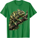 Men's Camouflaged Chameleon on Tree Branch Design T-Shirt - Kelly Green