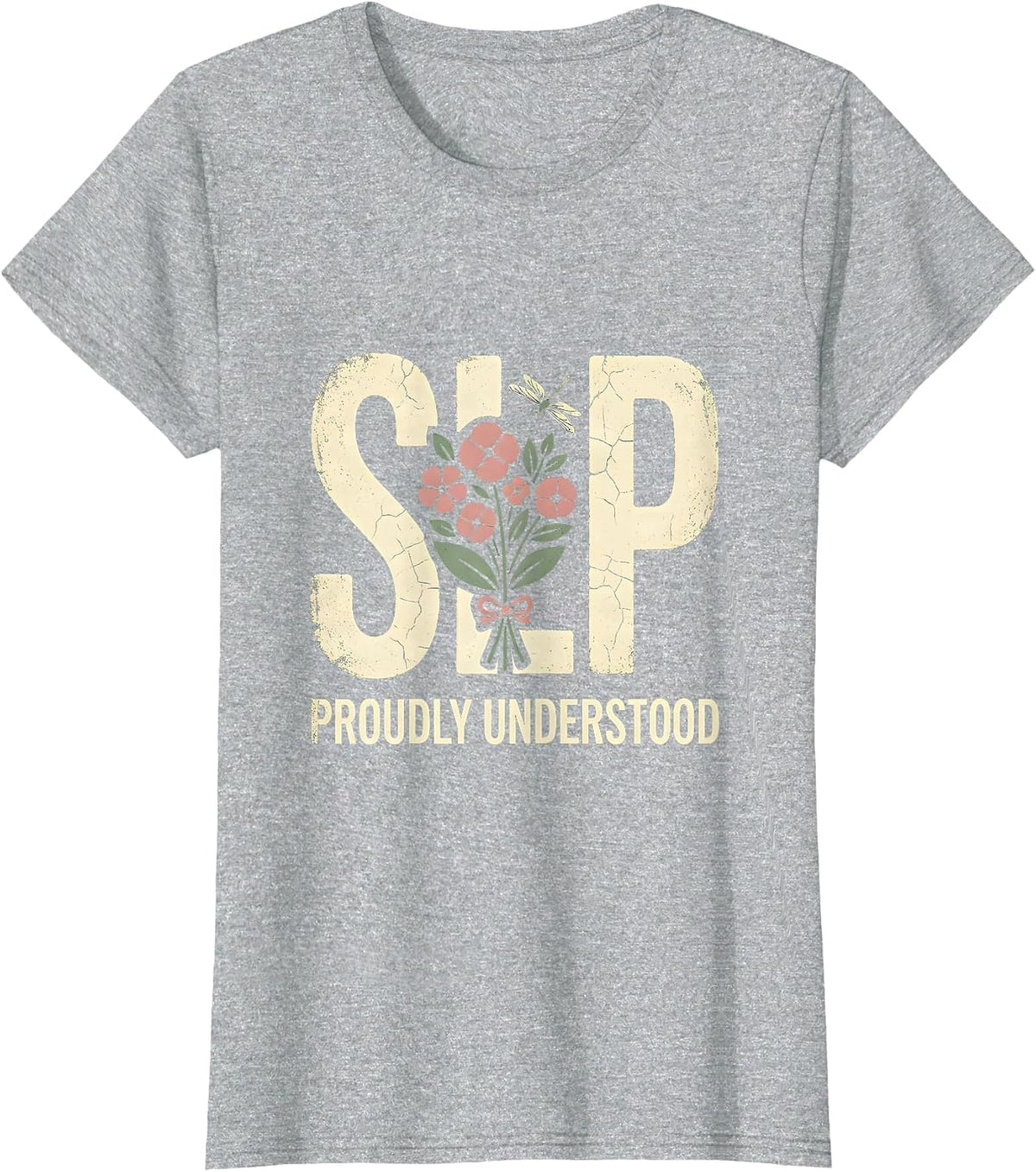 Women's SLP Proudly Understood Boho Floral Speech Language T-Shirt - Heather Grey