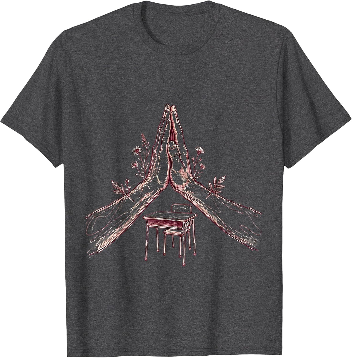 High Five Teacher Graphic Illustration Design T-Shirt - Dark Heather Grey