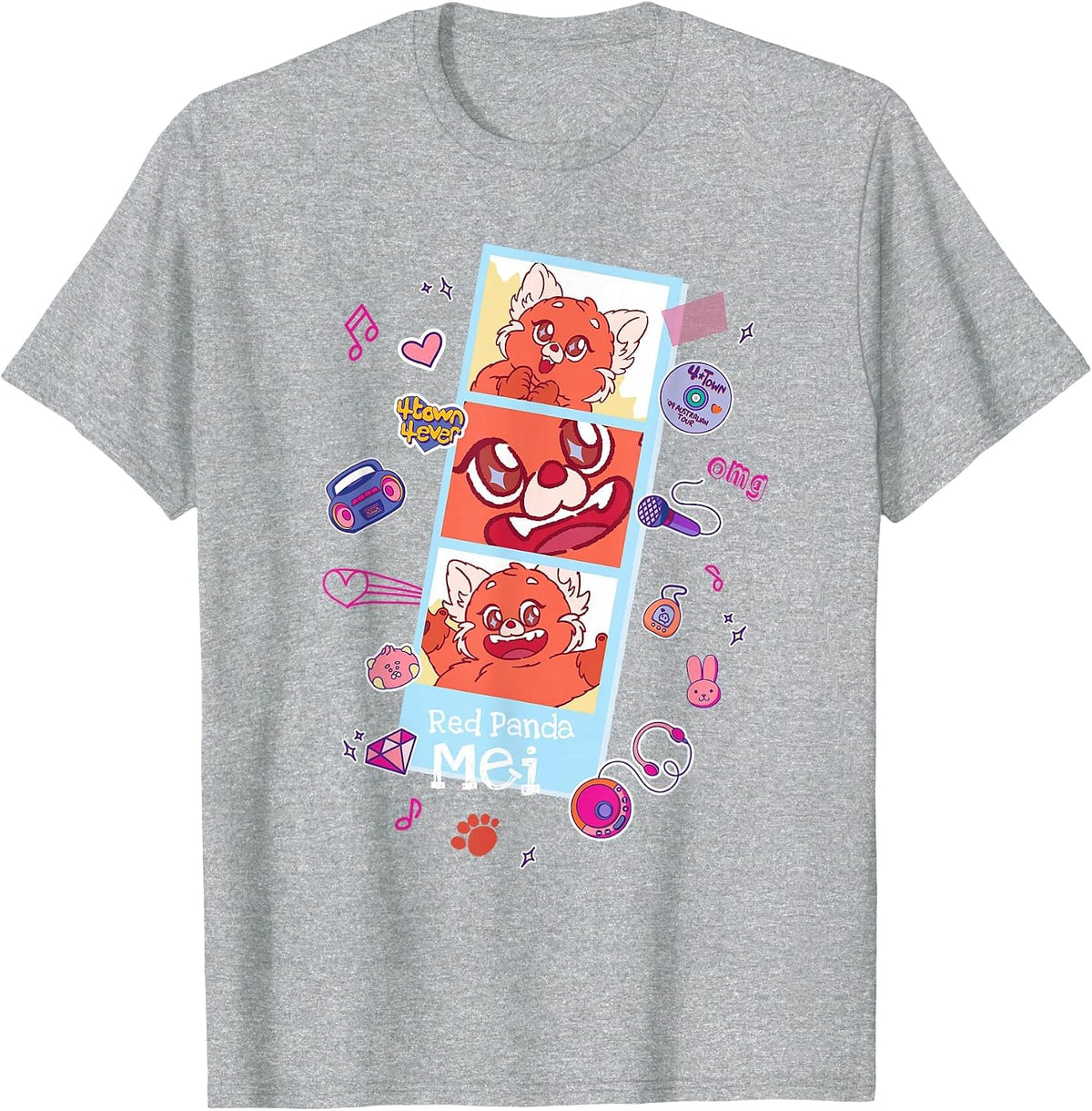 Disney and Pixar's Turning Red Panda Mei Cute Photo Strip T-Shirt - Heather Grey