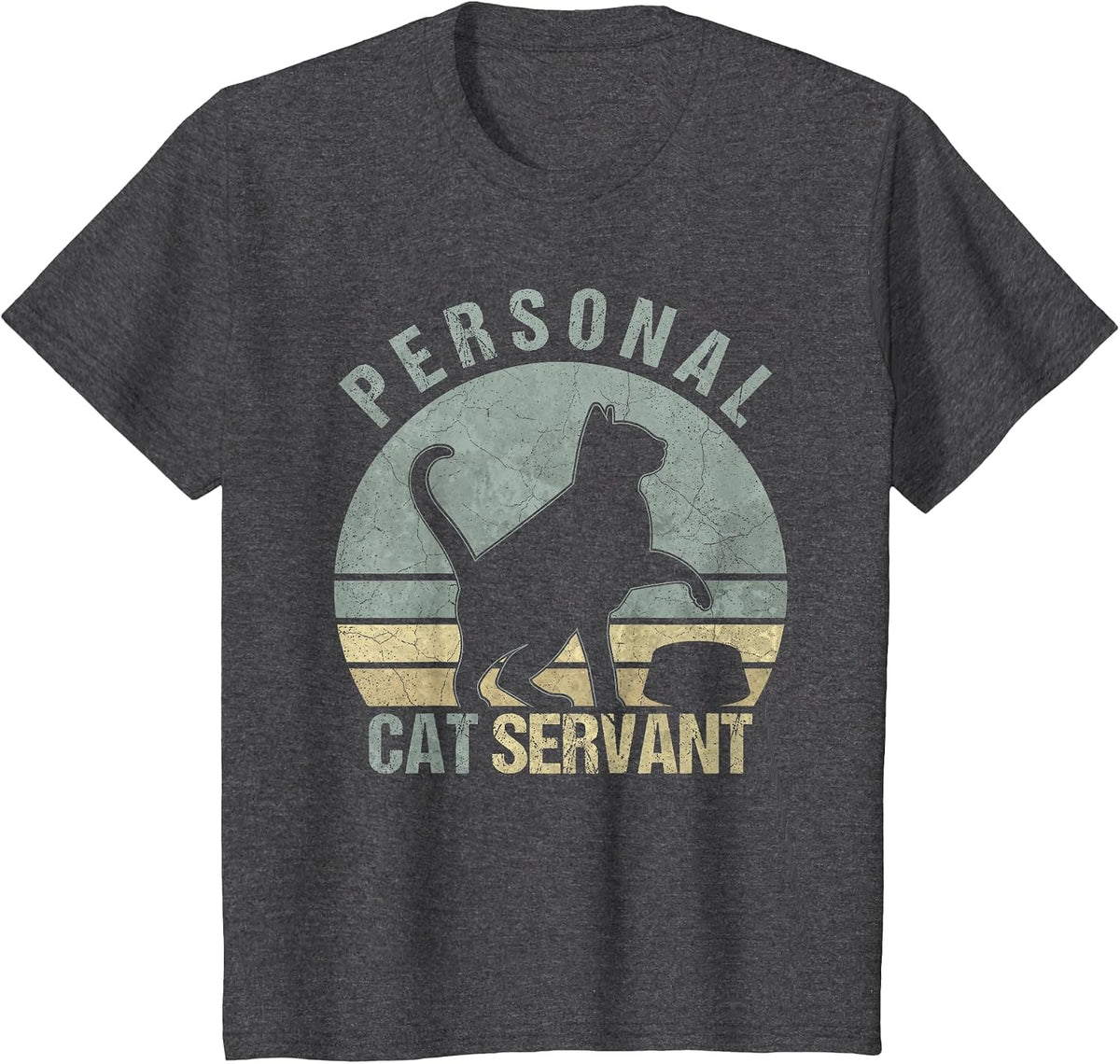 Personal Cat Servant Funny Black Cat Lovers Owners Mom Dad T-Shirt - Dark Heather Grey
