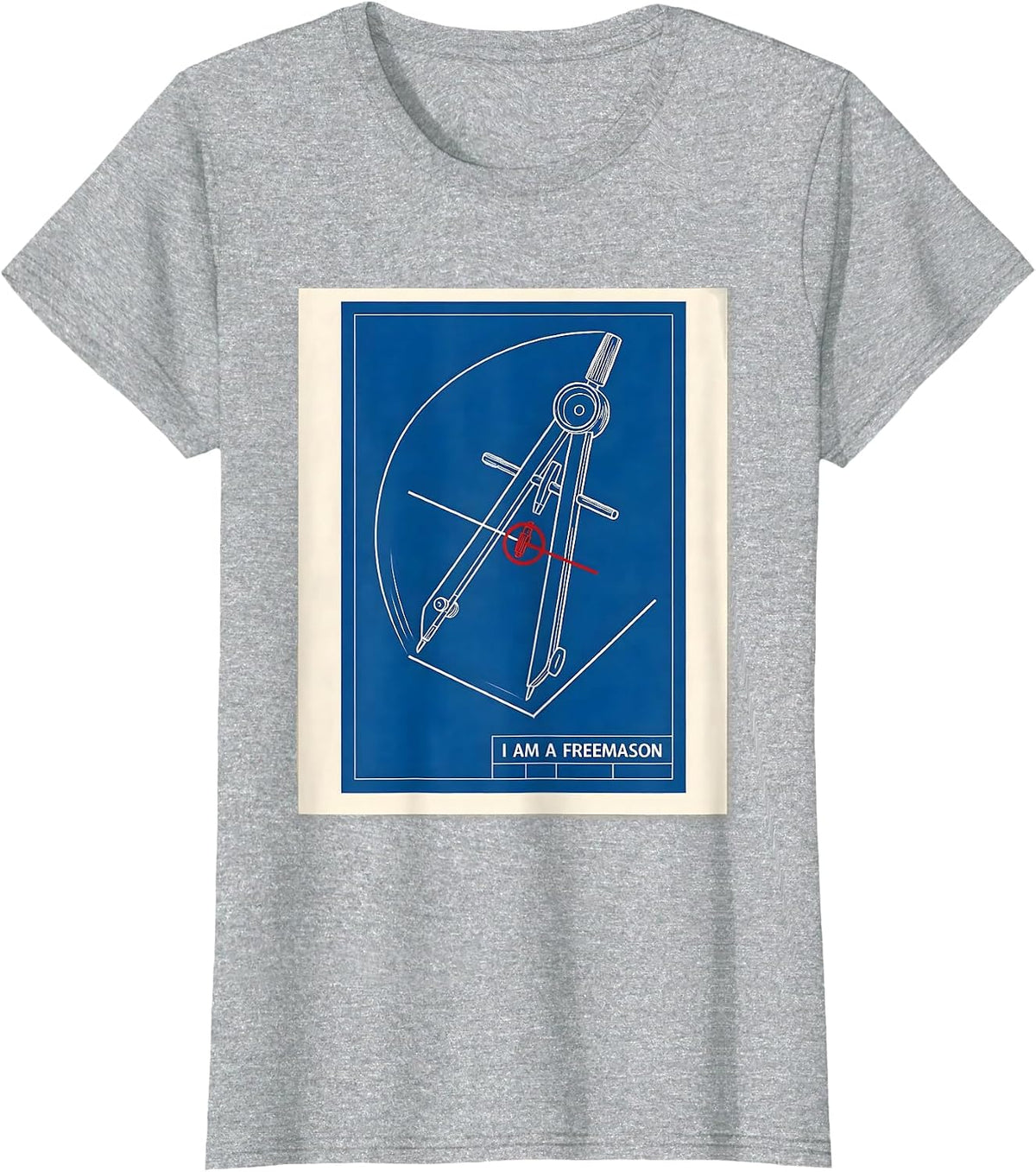 I Am A Freemason Technical Blueprint Masonic Square T-Shirt - Heather Grey