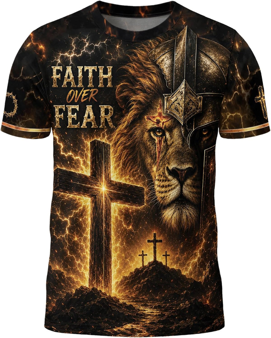 Jesus Faith Over Fear Shirt, Christian Shirts for Men, Faith Tshirt - Ds01