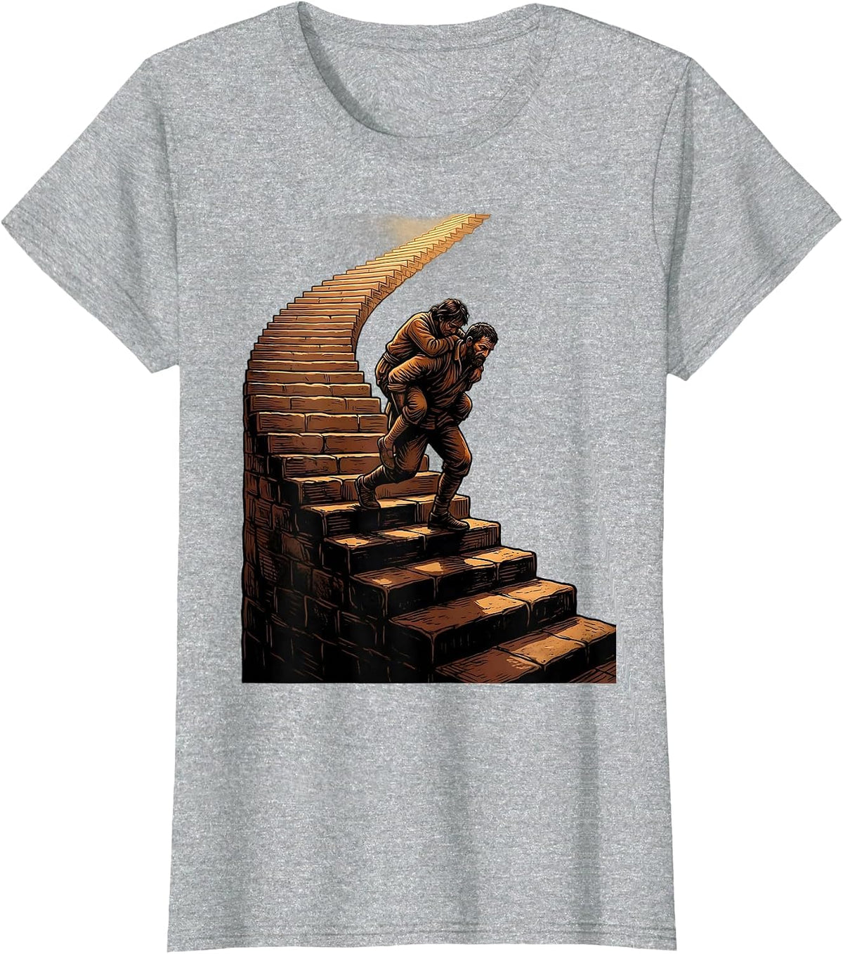 Women's Social Worker Helping Others Climb Graphic Design T-Shirt - Heather Grey